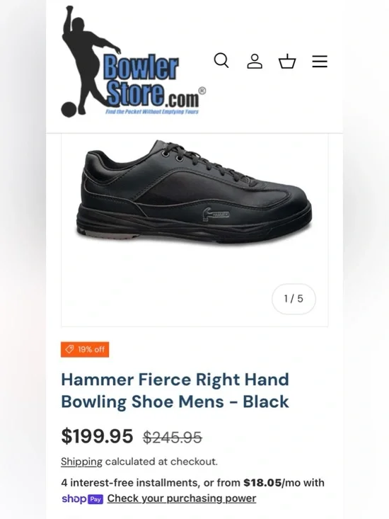 Hammer Fierce Right Hand Bowling Shoe Mens - Black - Mens Size 11 - Picture 13 of 13